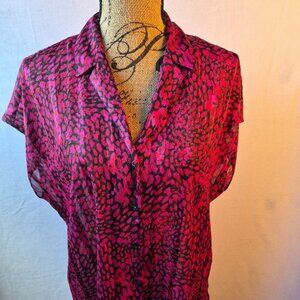 Nine West Black and Red Patterned Sleeveless Top Size XL